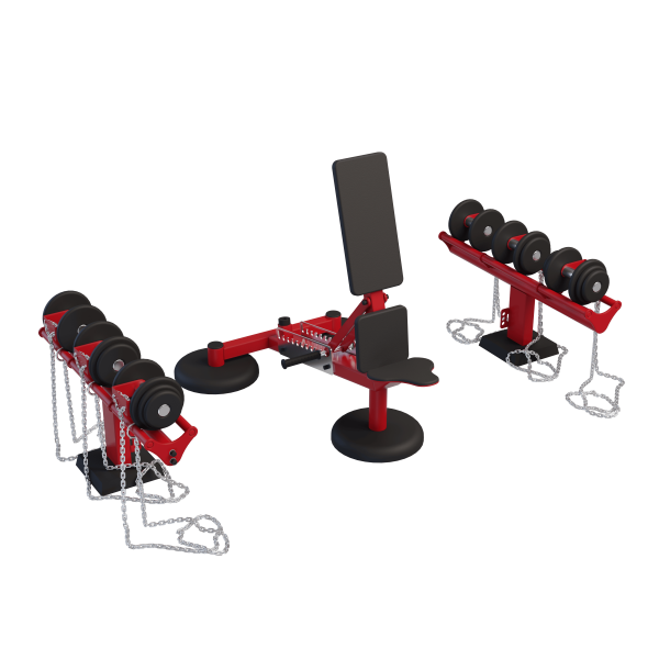 Гантельный ряд (тяжелый) с регулируемой скамьей / Dumbbell set (Heavy version) MB Barbell